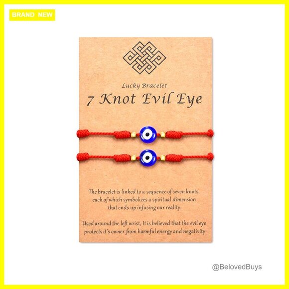 Jewelry - Adjustable 7 Knot Evil Eye Protection Bracelet Red String Amulet